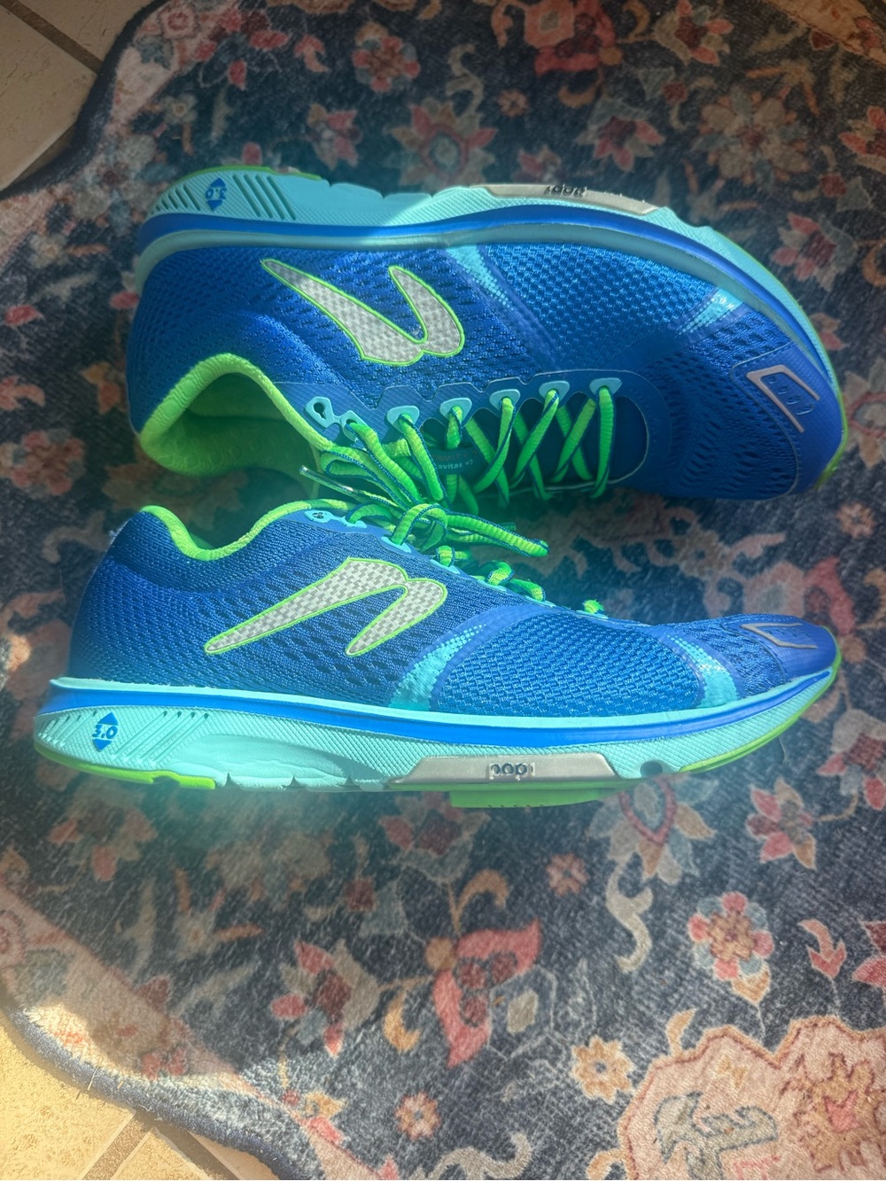 Newton Women's Athletic Running Shoes - Blue with Neon Green Accents